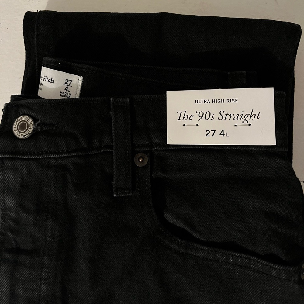 Abercrombie 90s straight jeans, black size 27 long